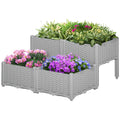 4-piece Raised Garden Bed PP Raised Flower Bed Vegetable Herb Grow Box Stand Grey