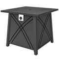 28" Propane Fire Pit Table 40,000 BTU Square Outdoor Gas Fire Table with Waterproof Cover, Adjustable Foot Pads