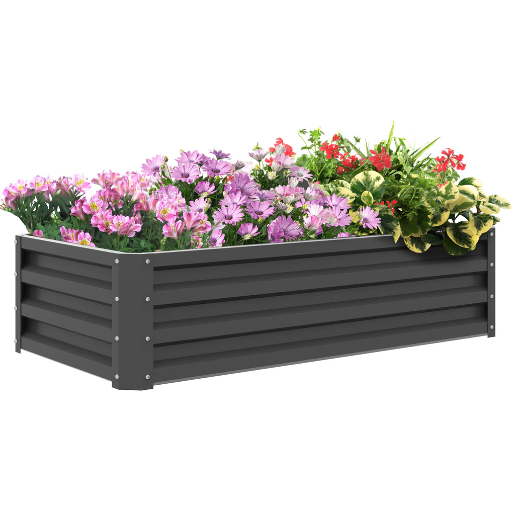 Galvanized Raised Garden Bed, Outdoor Planter Box for Vegetables, Flowers, Herbs, 4' x 2' x 1', Light Grey