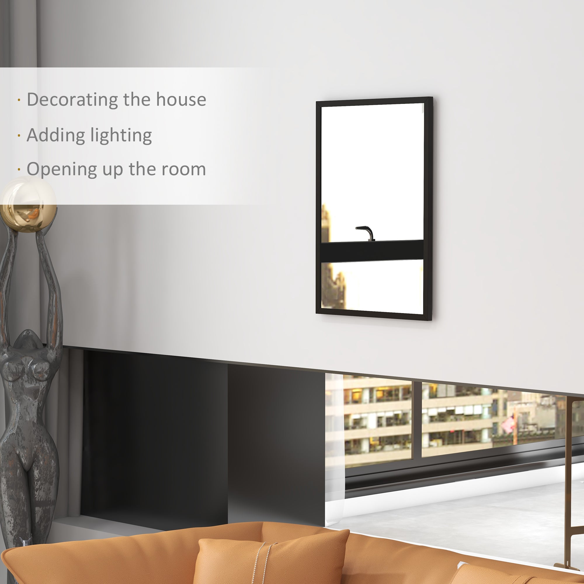 22" x 30" Bathroom Mirror for Wall, Rectangular Mirror for Living Room, Bedroom, Entryway, Black