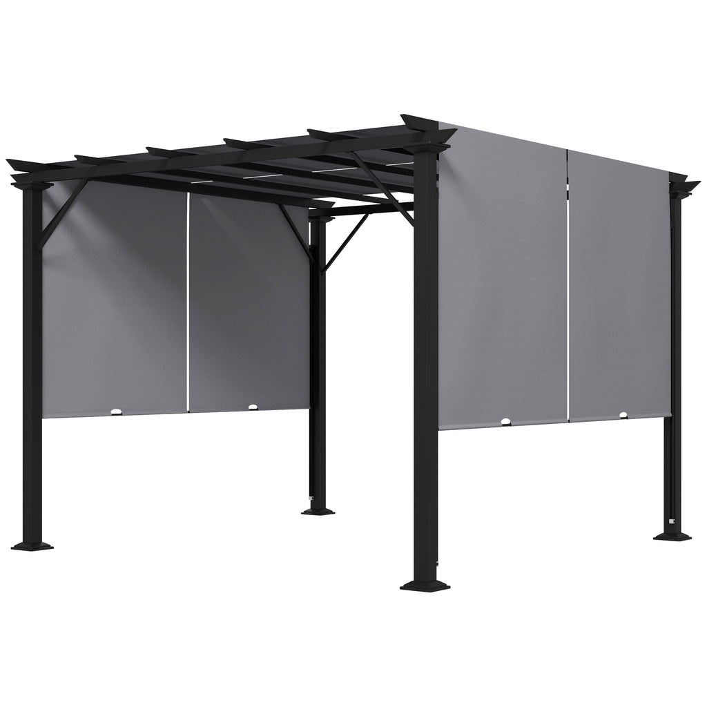 10' x 10' Retractable Pergola Canopy for Backyard, Grey