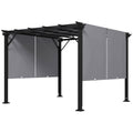 10' x 10' Retractable Pergola Canopy for Backyard, Grey