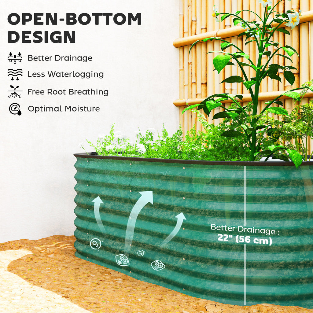 5 x 2.5 x 2 ft Galvanized Raised Garden Bed, Easy DIY Oval Planter Box with Safety Edging and Gloves, Dark Green