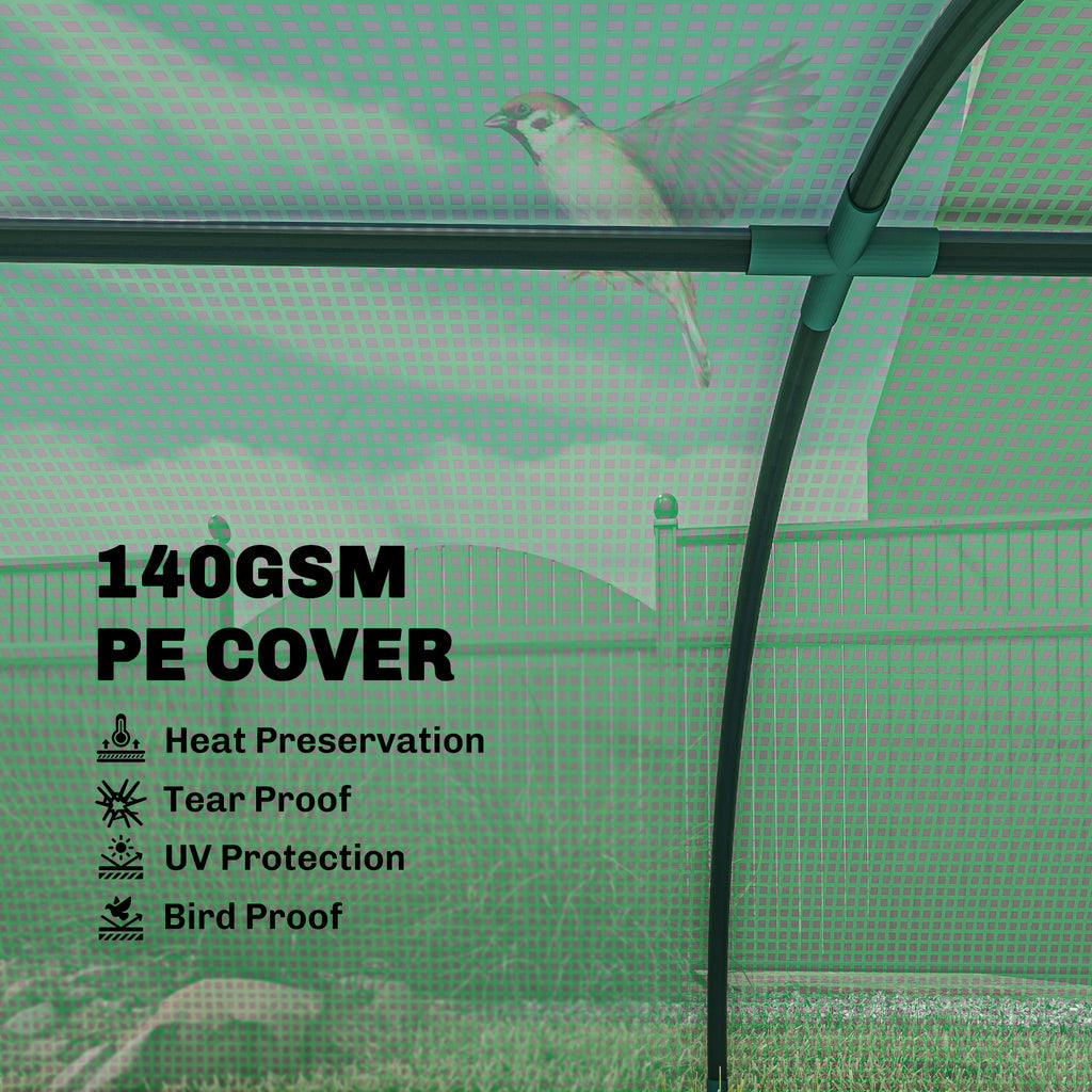 Portable Mini Greenhouse, Tunnel Growing Tent with 5 Mesh Windows and Steel Frame, 7' x 3' x 2', Green