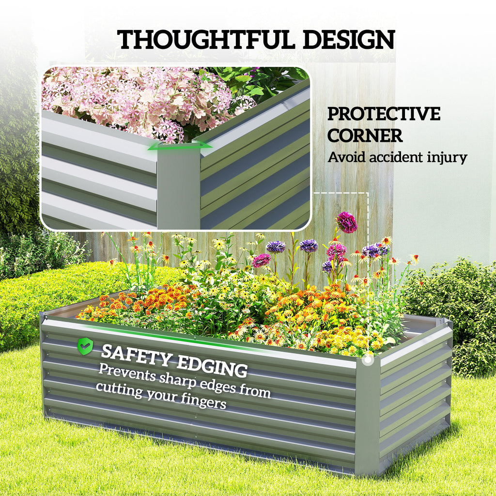 6' x 3' x 2' Raised Garden Bed, Galvanized Planter Box for Growing Flowers, Herbs and Vegetables, Light Grey