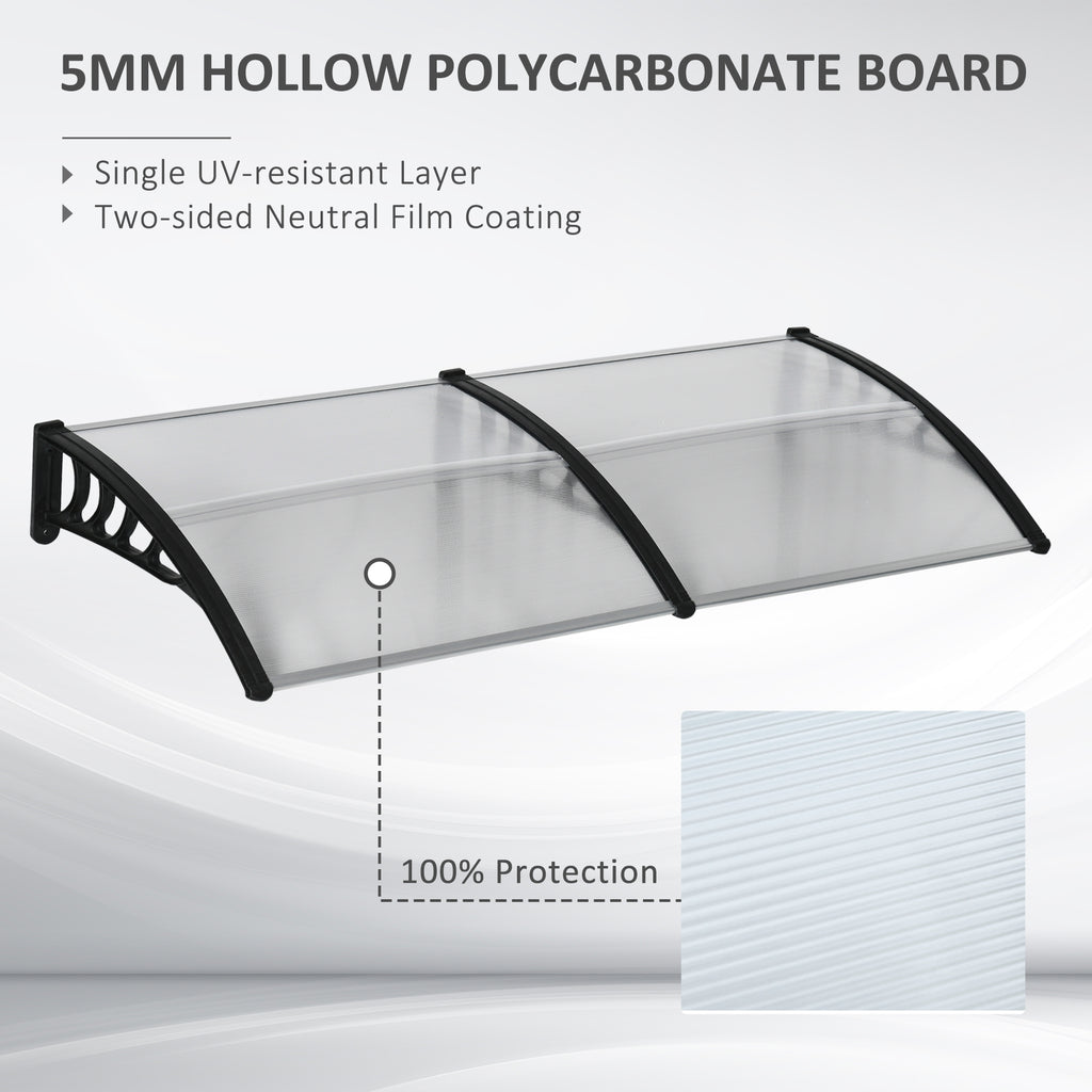 Awning Door Canopy, 78.7" x 37.8", Polycarbonate Front Door Outdoor Patio Cover for UV Protection, Clear