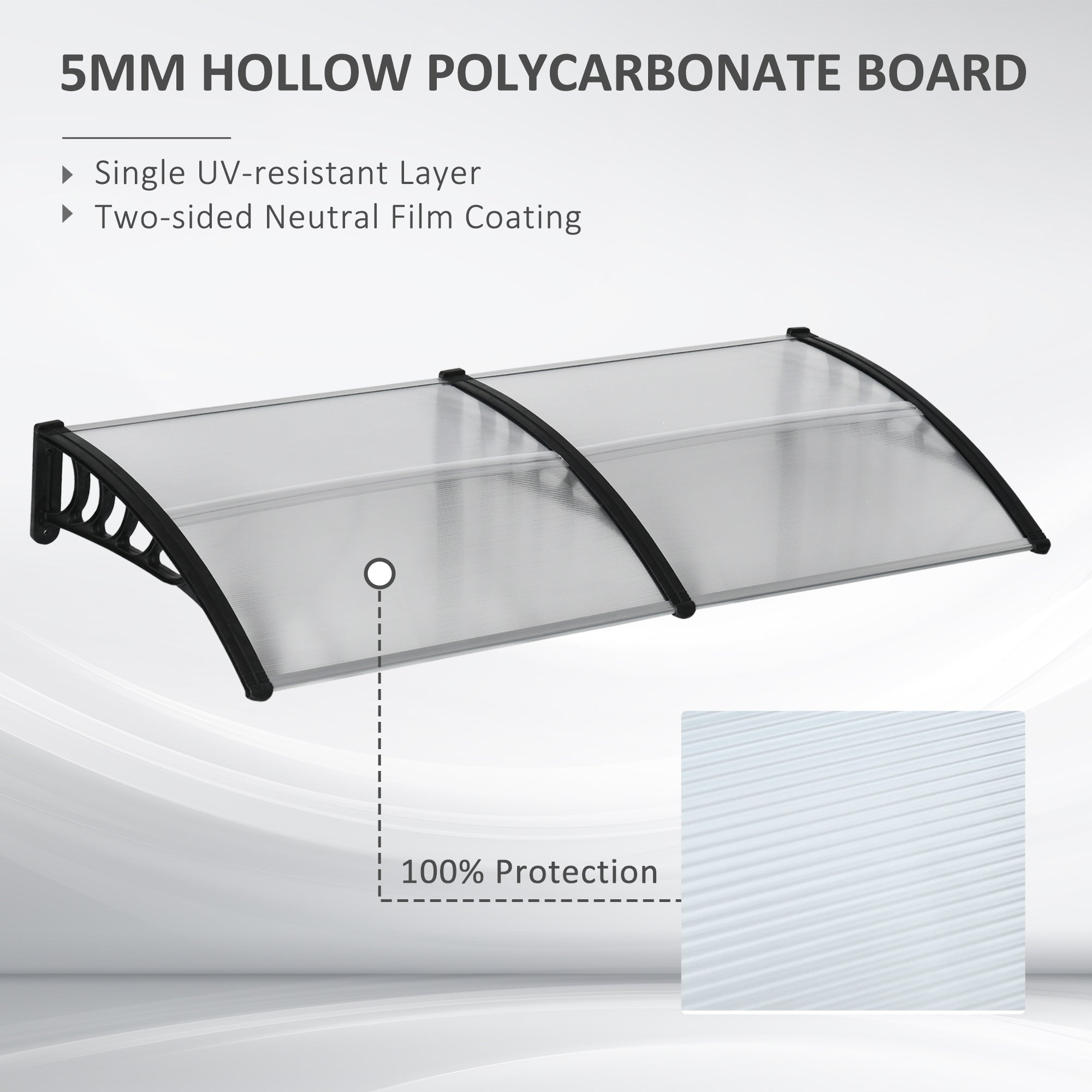 Awning Door Canopy, 78.7" x 37.8", Polycarbonate Front Door Outdoor Patio Cover for UV Protection, Clear