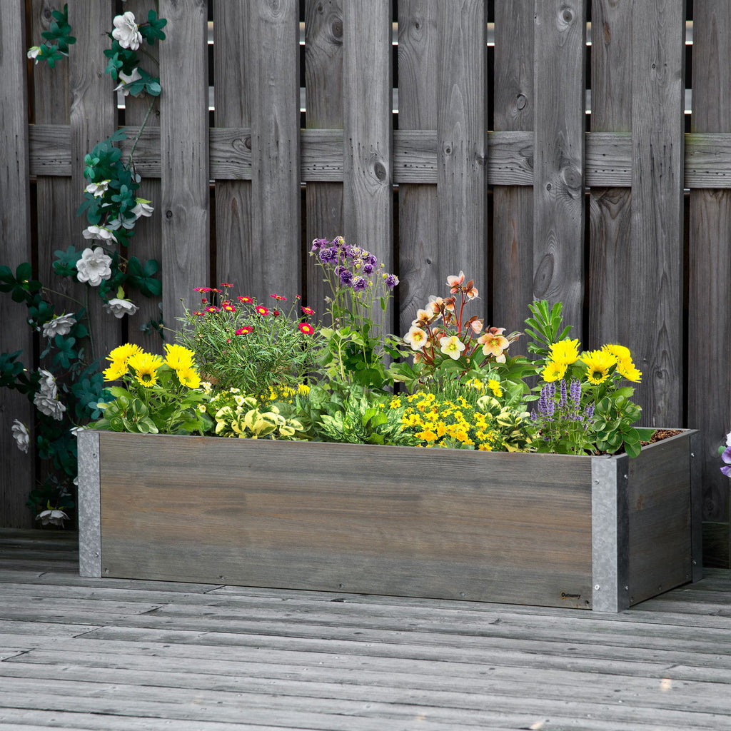 3' x 1' Raised Garden Bed Elevated Wooden Planter Box Outdoor for Backyard, Patio to Grow Vegetables, Herbs, and Flowers, Light Grey
