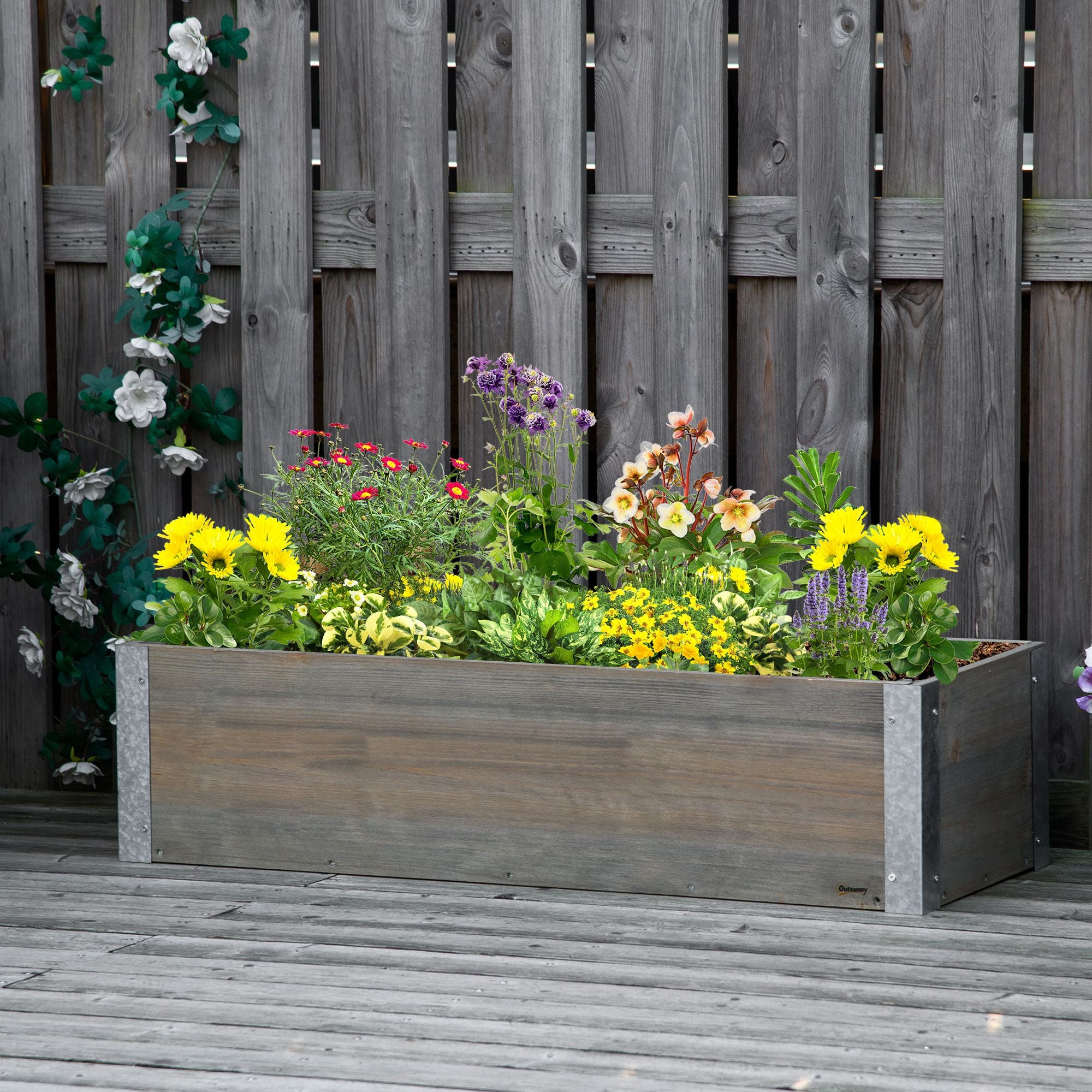 3' x 1' Raised Garden Bed Elevated Wooden Planter Box Outdoor for Backyard, Patio to Grow Vegetables, Herbs, and Flowers, Light Grey