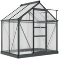 Greenhouse Garden, Green House, Outdoor Greenhouse Kit, PC Board with Sliding Door, 6.2' x 4.3' x 6.6', Grey