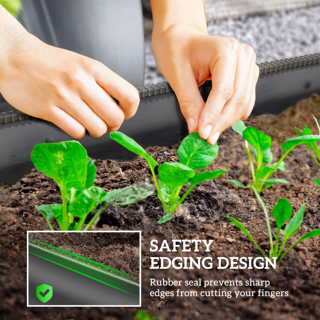 4.9 x 2 x 1ft Galvanized Raised Garden Bed Kit, Metal Planter Box with Safety Edging, Dark Grey