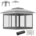12' x 12' Pop Up Canopy Sun Shade Instant Tent Folding with Mesh Sidewalls, Grey