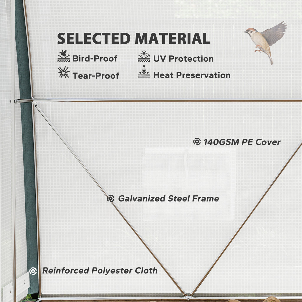10'x6.6'x6.6' Upgraded Tunnel Greenhouse Green House with Mesh Door and Windows, 6 Plant Labels and Gloves, White