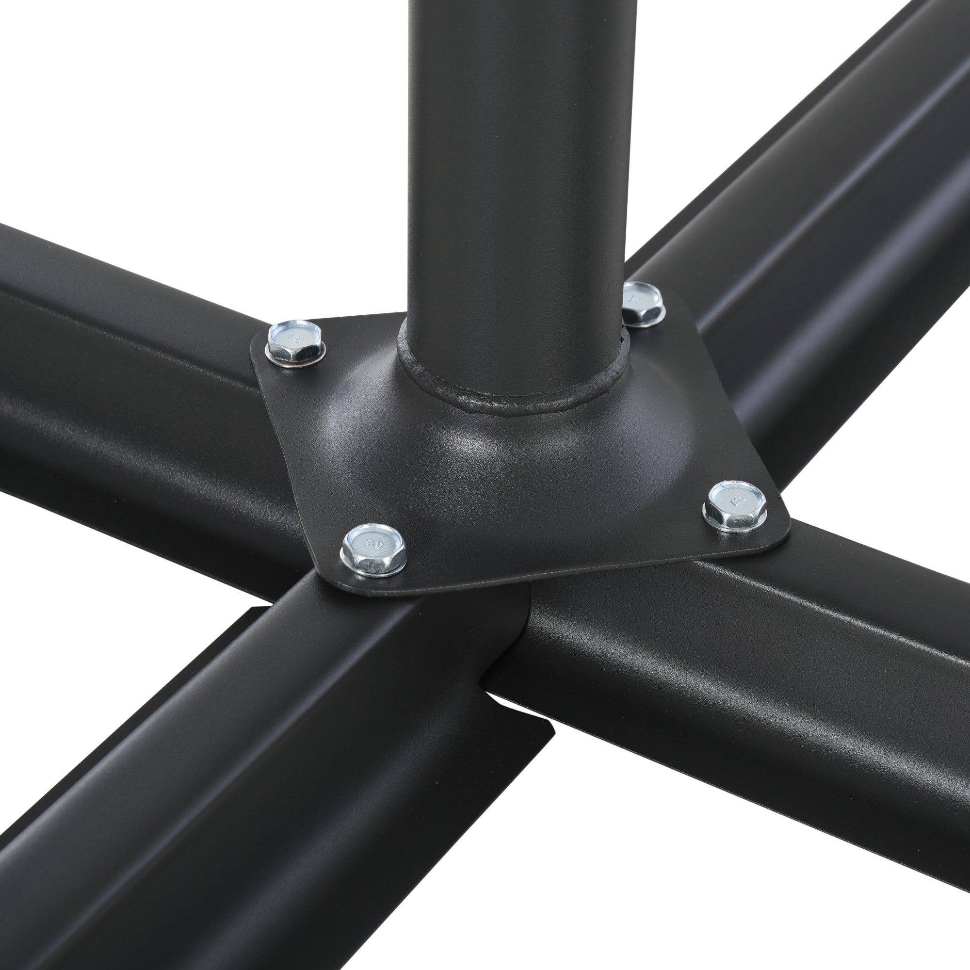Umbrella Stand Fitting 2" Poles and Steel Base with 4 Fillable Plastic Weights, 158lbs Sand or 132lbs Water Filled, Black