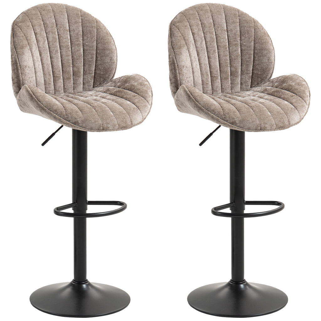 Bar Stools Set of 2, Swivel Barstools with Back, Adjustable Height and Footrest for Kitchen Island, Dining Room, Brown