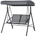 2-Seat Patio Swing Chair, Outdoor Porch Swing Glider w/ Tilting Canopy and Weather Resistant Steel Frame, Dark Grey