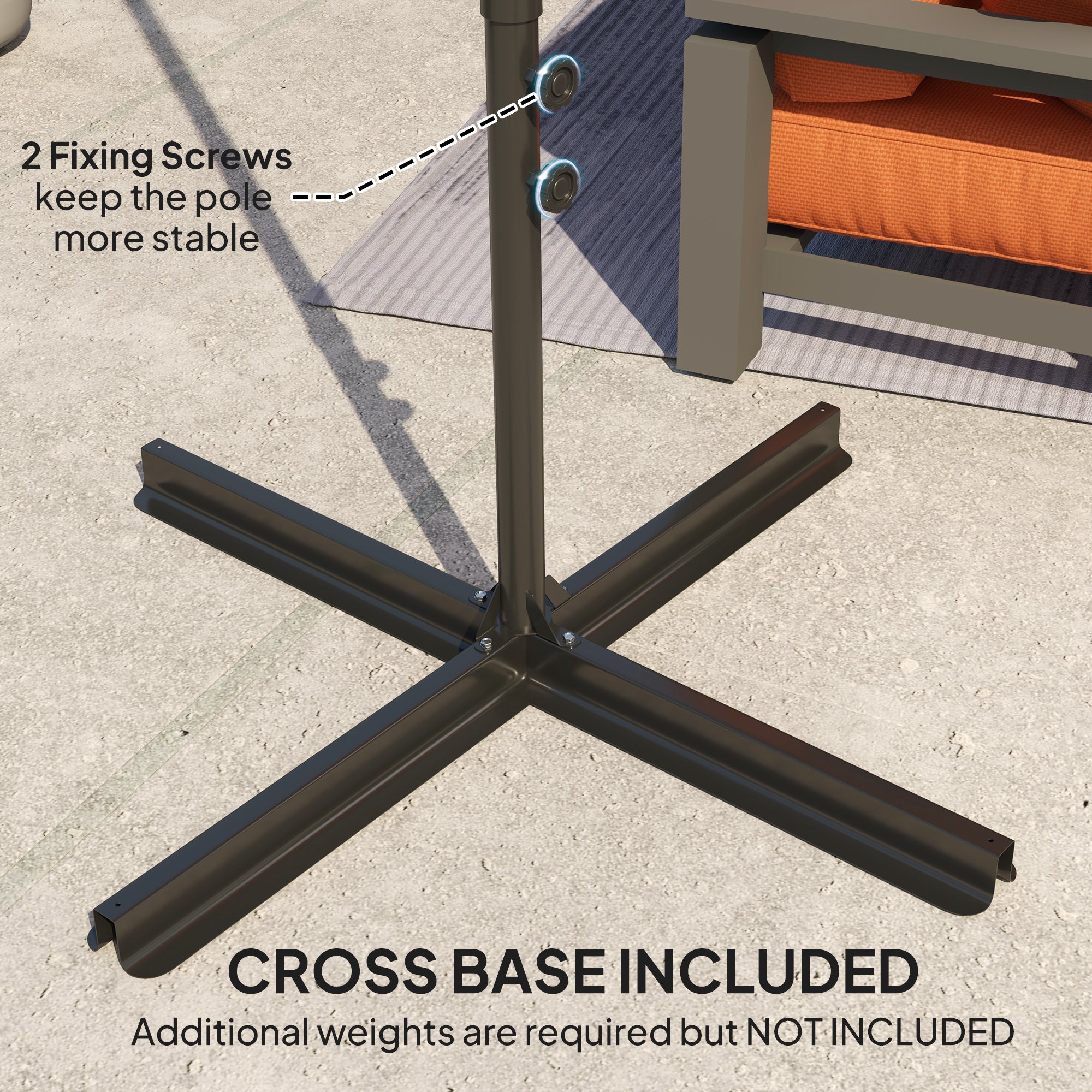 8.5FT Offset Patio Umbrella with 360Â° Rotation, Outdoor Cantilever Roma Parasol Hanging Sun Shade Canopy Shelter with Cross Base, Orange