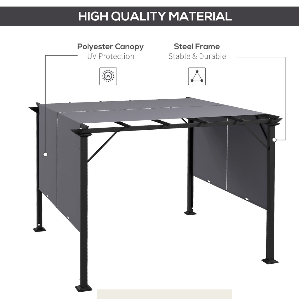 10' x 10' Retractable Pergola Canopy for Backyard, Grey
