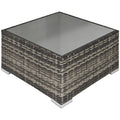 Rattan Garden Coffee Table, 25.6" Square Garden Rattan Table with Tempered Glass Top, Deep Grey