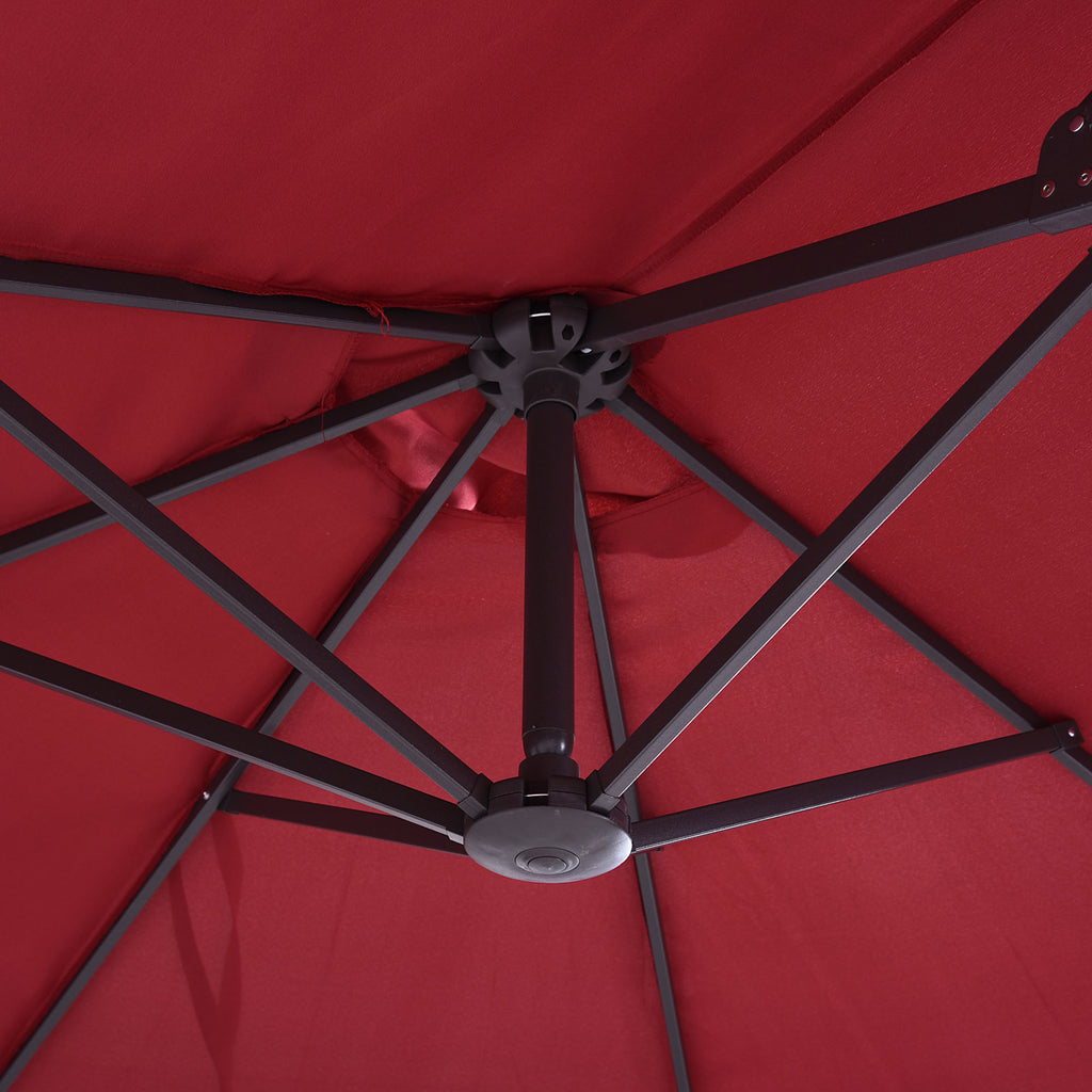 15ft Double-sided Patio Umbrella with Twin Canopy, Extra Large Outdoor Parasol with Crank for Pool, Deck, Market, Wine Red