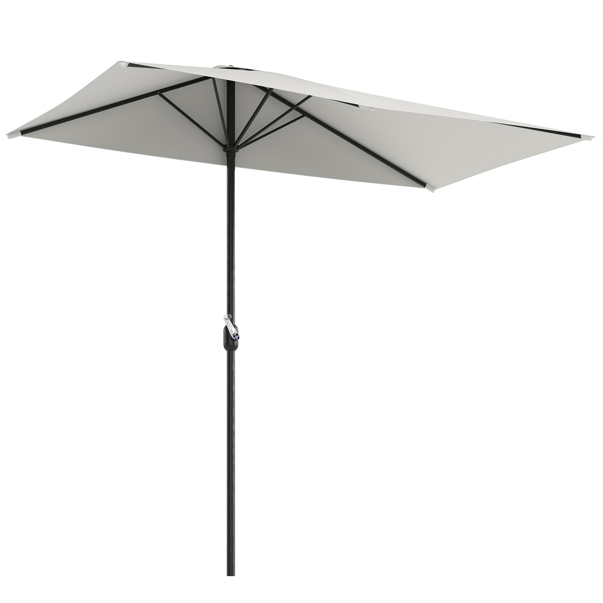 8ft Half Umbrella Outdoor Balcony Parasol Patio Garden Outdoor Window Sun Shade w/ 5 Ribs, Cream White