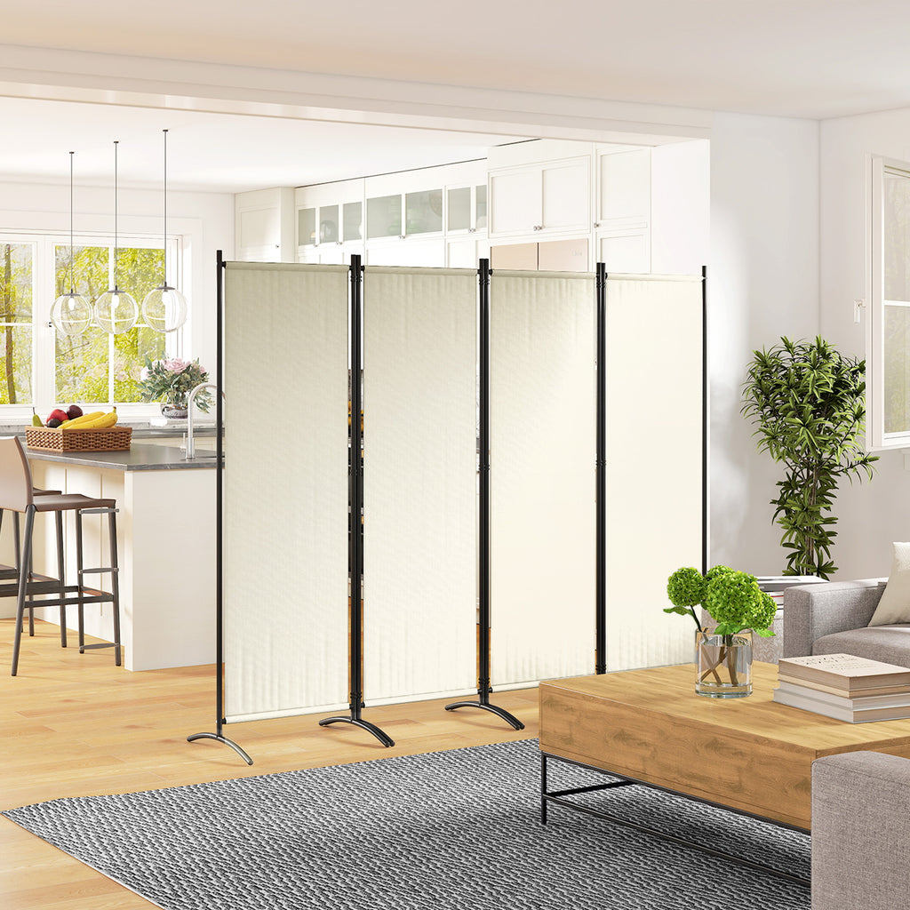 Folding Room Divider, Privacy Screen for Home Office Bedroom, 5.6FT Tall, Cream White