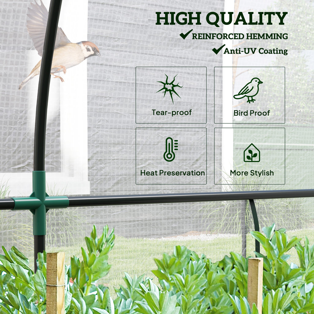 Walk-in Lean-to Greenhouse, Outdoor Gardening Green House with Zipper Roll-up Doors and Window, 7' x 3' x 5', White