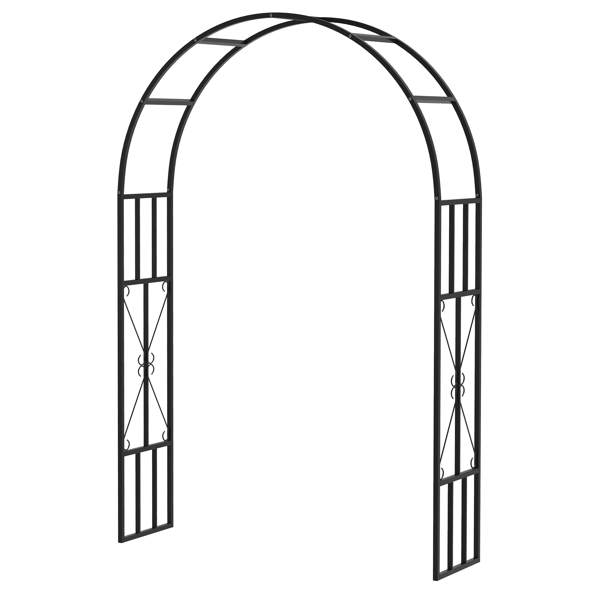 7.3ft Steel Garden Arch Trellis, Garden Arbor Trellis for Climbing Plants Roses Wisteria Vines, Flower Arch Wedding Arch Stand for Bridal Party Ceremony Decoration, Black