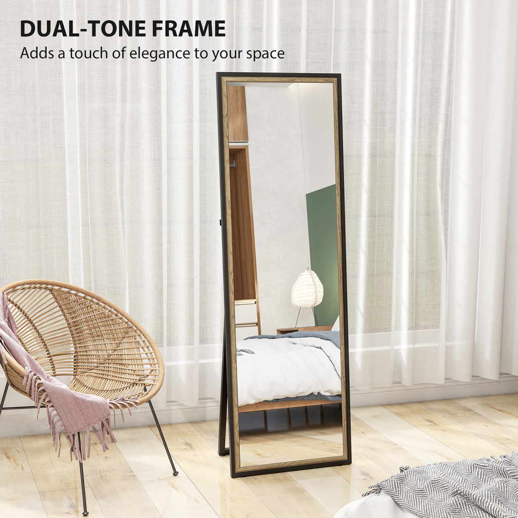 Full Length Mirror, 64" x 21" Rectangle Full Body Mirror with Dual-Tone Frame for Bedroom, Black