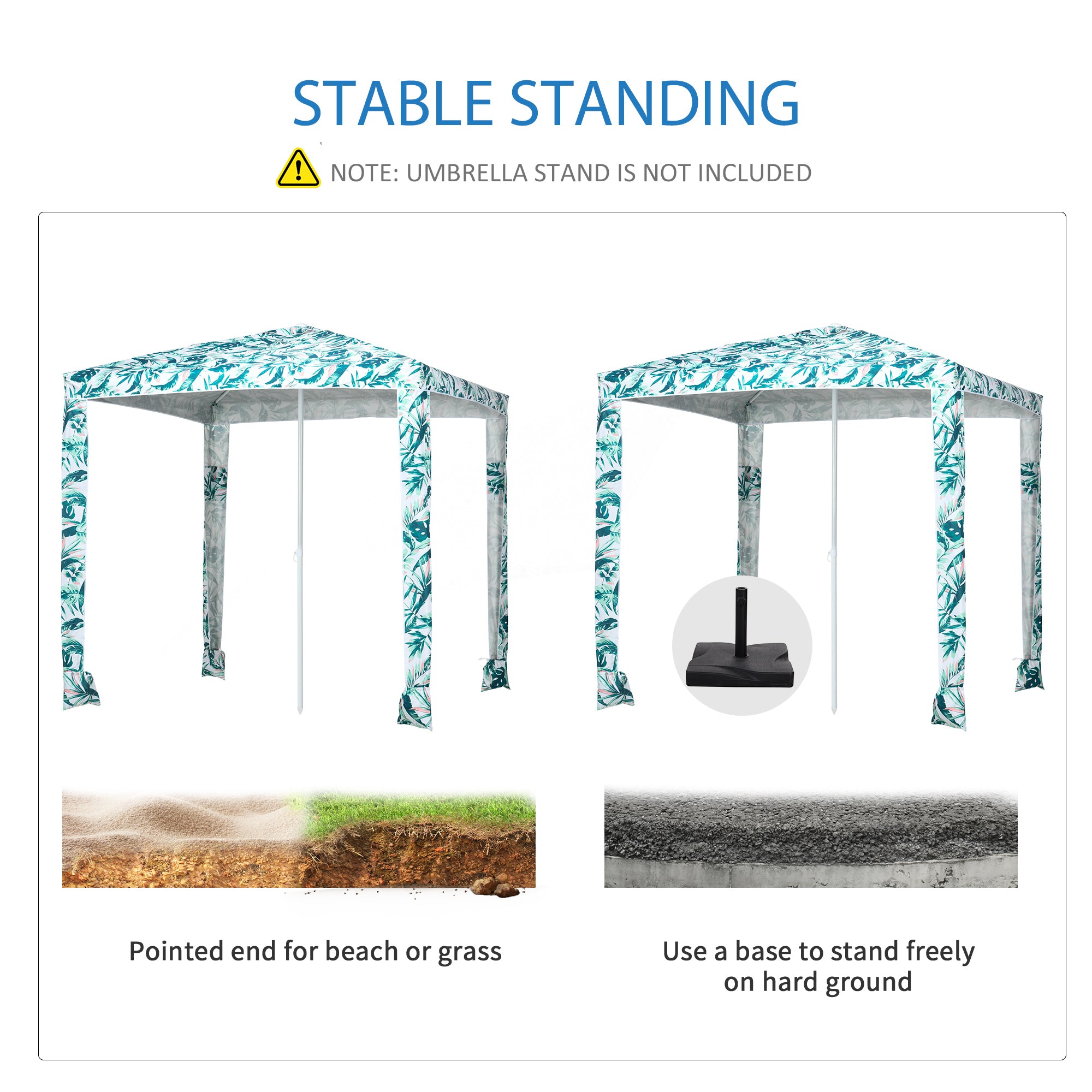 Beach Umbrella, 6.5' Easy-Assembly Sun-Shade Shelter with Sandbags and Carry Bag, Cool UV50+, Green