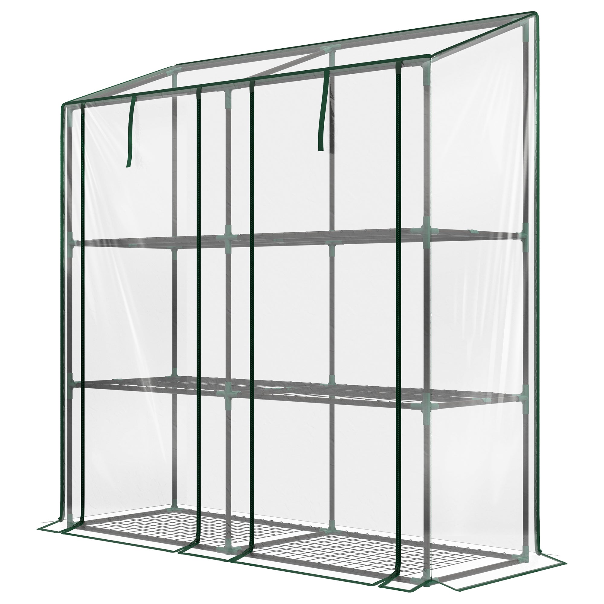 Portable Mini Greenhouse Green House with 3 Tier Shelves, Reinforced Cover, Roll-up Doors, 56.3" x 18.1" x 59.4"
