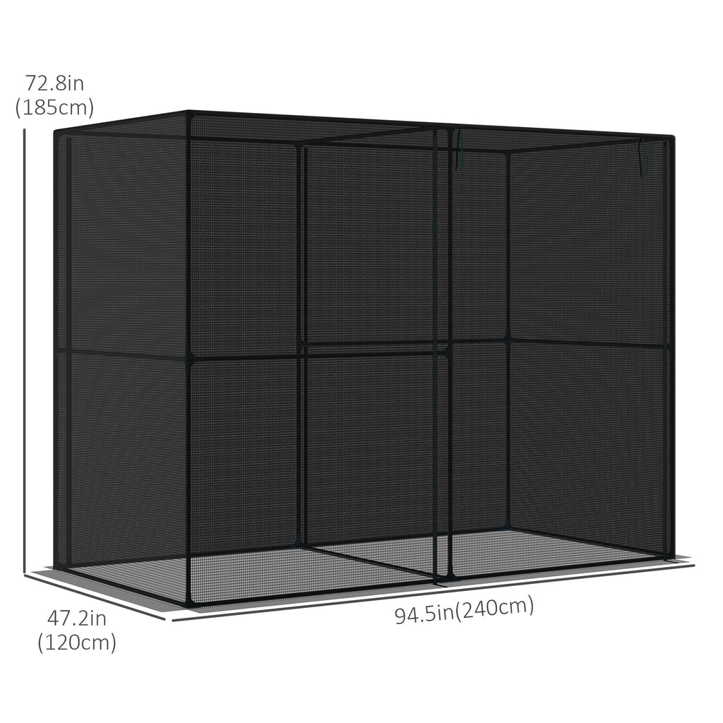 94.5''x47.25''x 72.75'' Heavy Duty Outdoor Greenhouse W/ Frame Garden Planting Warm House With Roll-Up Zipper Doors for Seedlings, Herbs, or Flowers , Black