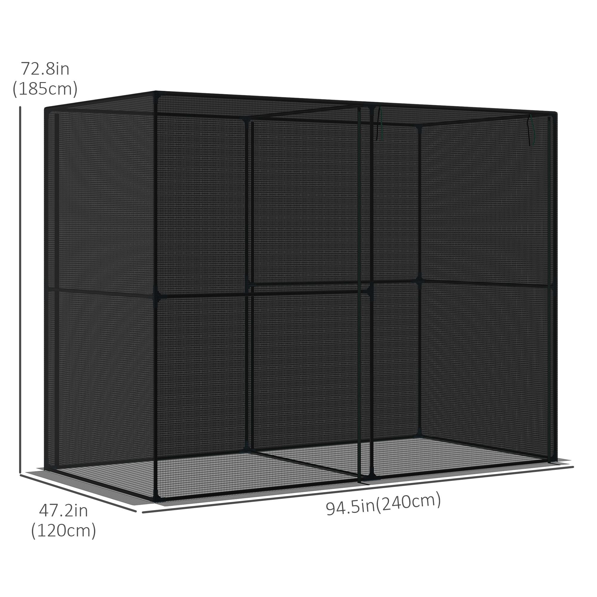 94.5''x47.25''x 72.75'' Heavy Duty Outdoor Greenhouse W/ Frame Garden Planting Warm House With Roll-Up Zipper Doors for Seedlings, Herbs, or Flowers , Black
