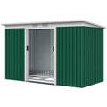 9' x 4' Garden Tool Shed Metal Storage Shed Outdoor Equipment Tool Box with Foundation Kit, Ventilation & Doors, Dark Green