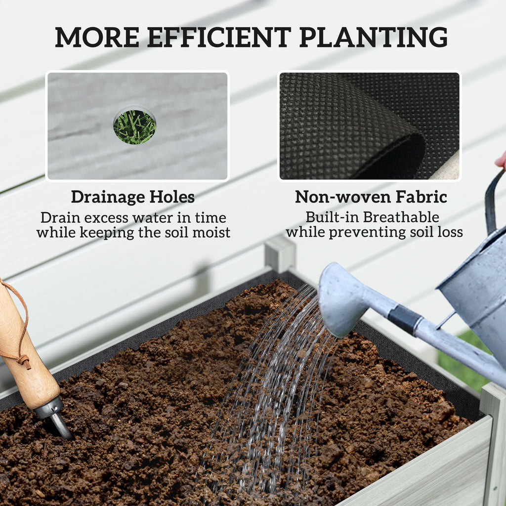 Wooden Raised Planter Box with Drain Holes for Vegetables, Flowers, Outdoor Garden Bed, 45.3x21.7x31.5inch, Grey