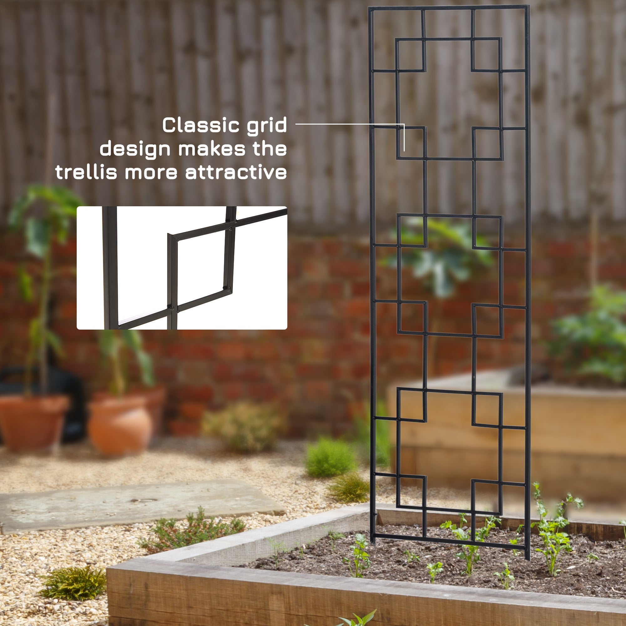 2 Pack Garden Trellis for Climbing Plants, Outdoor Metal Grid Panels for Roses, Vine Flower, Cucumber, Clematis, 72" Tall