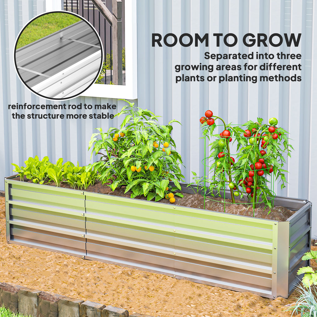 6' x 1.5' x 1.3' Galvanized Raised Garden Bed, Elevated Large Metal Planter Box w/ Install Gloves for Backyard, Patio to Grow Vegetables, Herbs, and Flowers, Silver