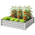 4' x 4' x 1' Galvanized Raised Garden Bed, Metal Garden Box with Open Bottom, Easy Assembly Outdoor Planter Box for Vegetables Flowers Herbs, Silver