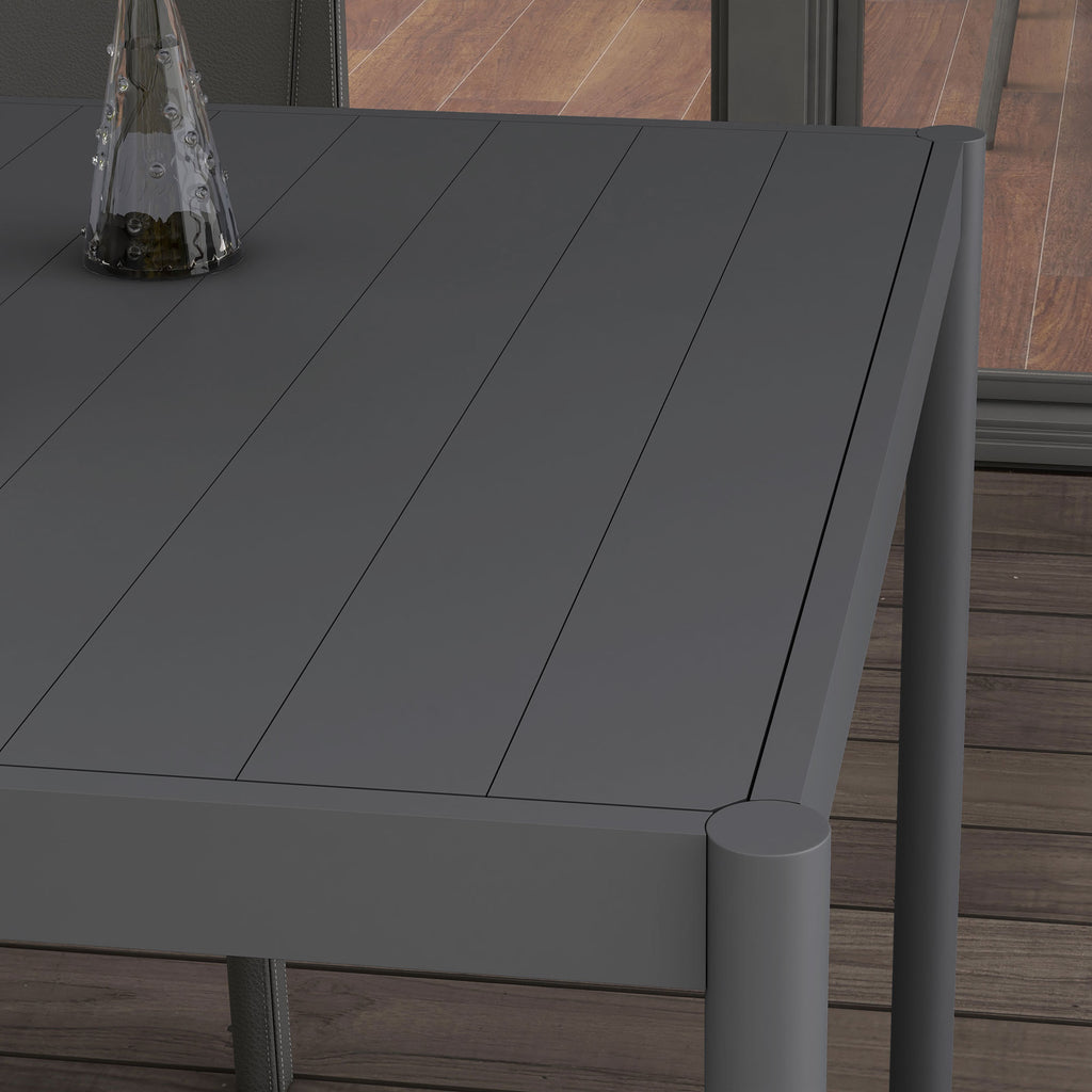 Outdoor Dining Table w/ Aluminium Frame, Garden Table, 57", Dark Grey