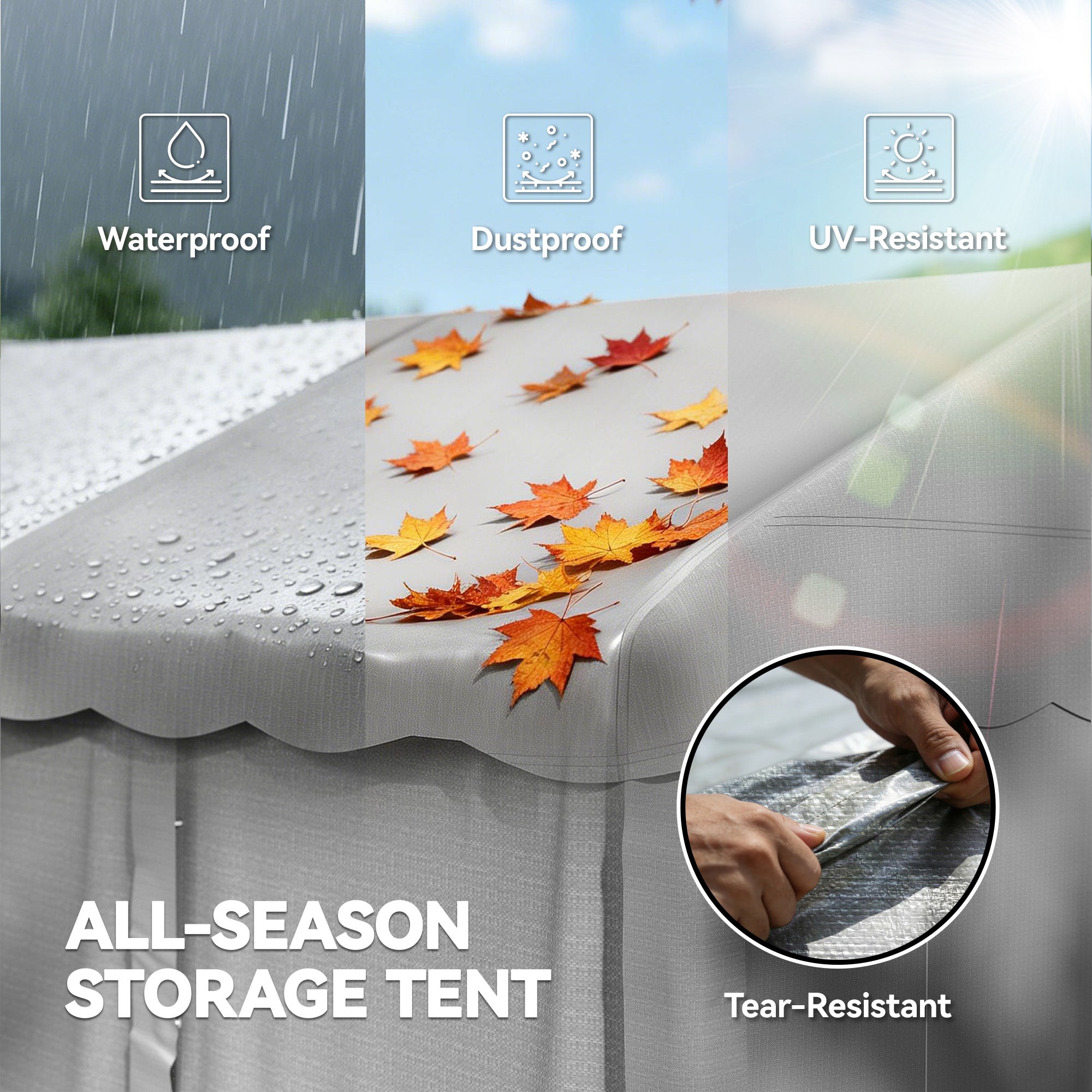 13' x 10' Portable Shed, Outdoor Storage Shed Tent with Roll-up Zipper Door and Removable Sidewalls, Light Grey