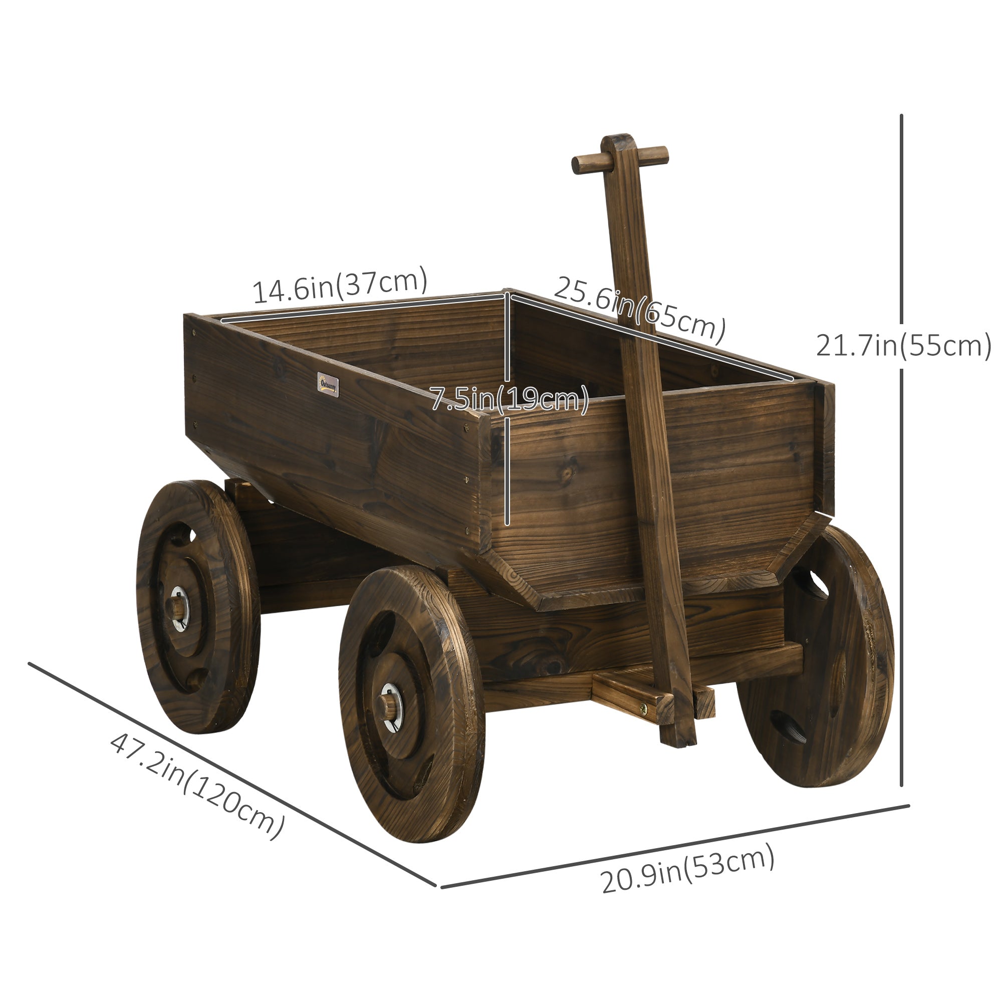 Wooden Raised Garden Bed, Flower Cart w/ Wheels, Planters for Outdoor Plants, Backyard, Patio, Deck, Garden Decor