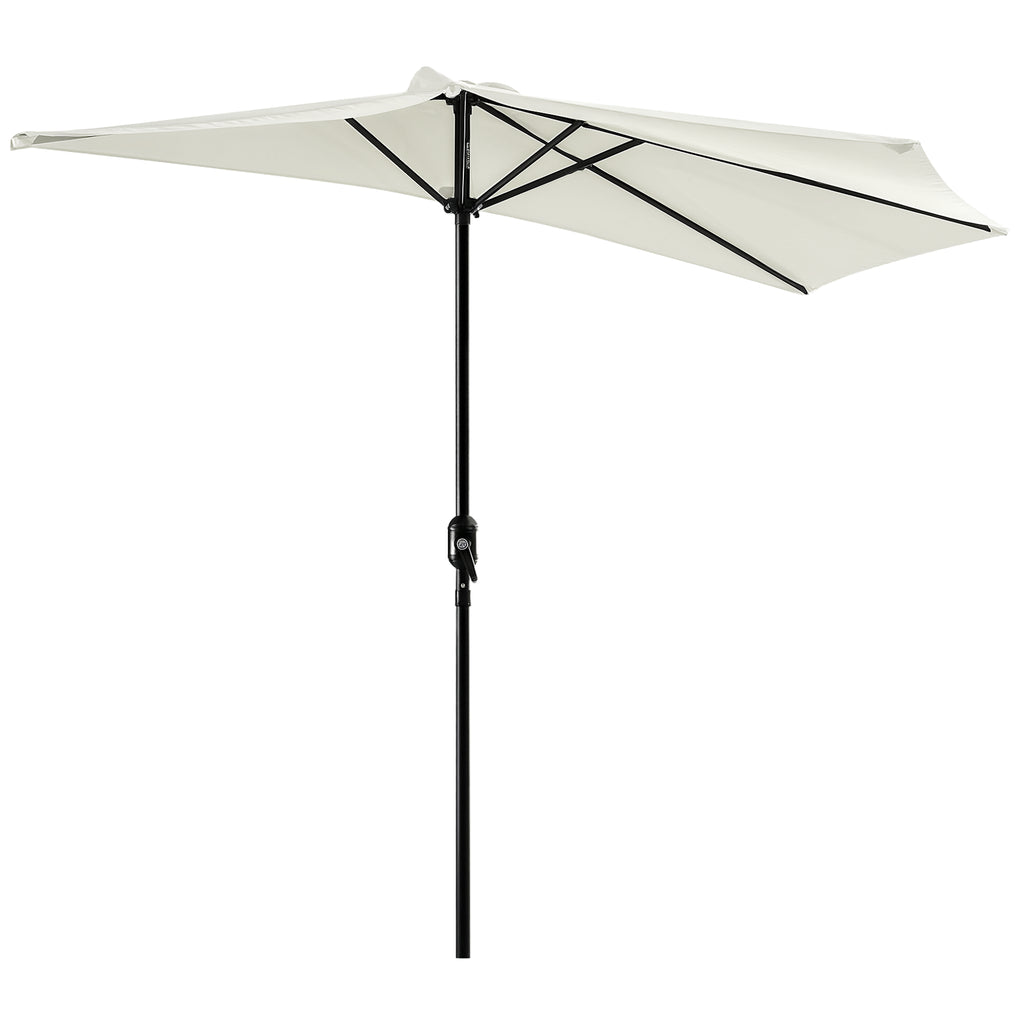 9ft Half Patio Umbrella Round Balcony Umbrella Waterproof Window Sun Shade w/ 5 Ribs Beige