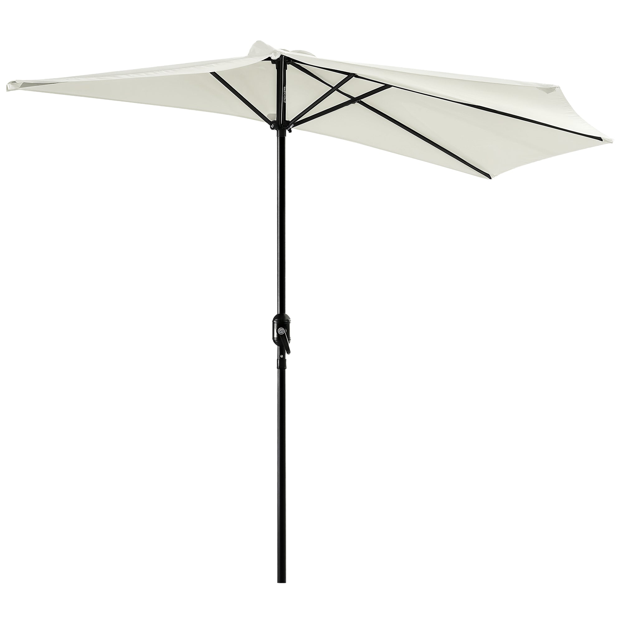 9ft Half Patio Umbrella Round Balcony Umbrella Waterproof Window Sun Shade w/ 5 Ribs Beige