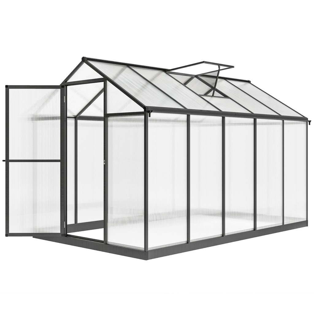 Polycarbonate Greenhouse, Aluminum Walk-In Green House Kit Garden, 6' x 10' x 6.4', Charcoal Grey