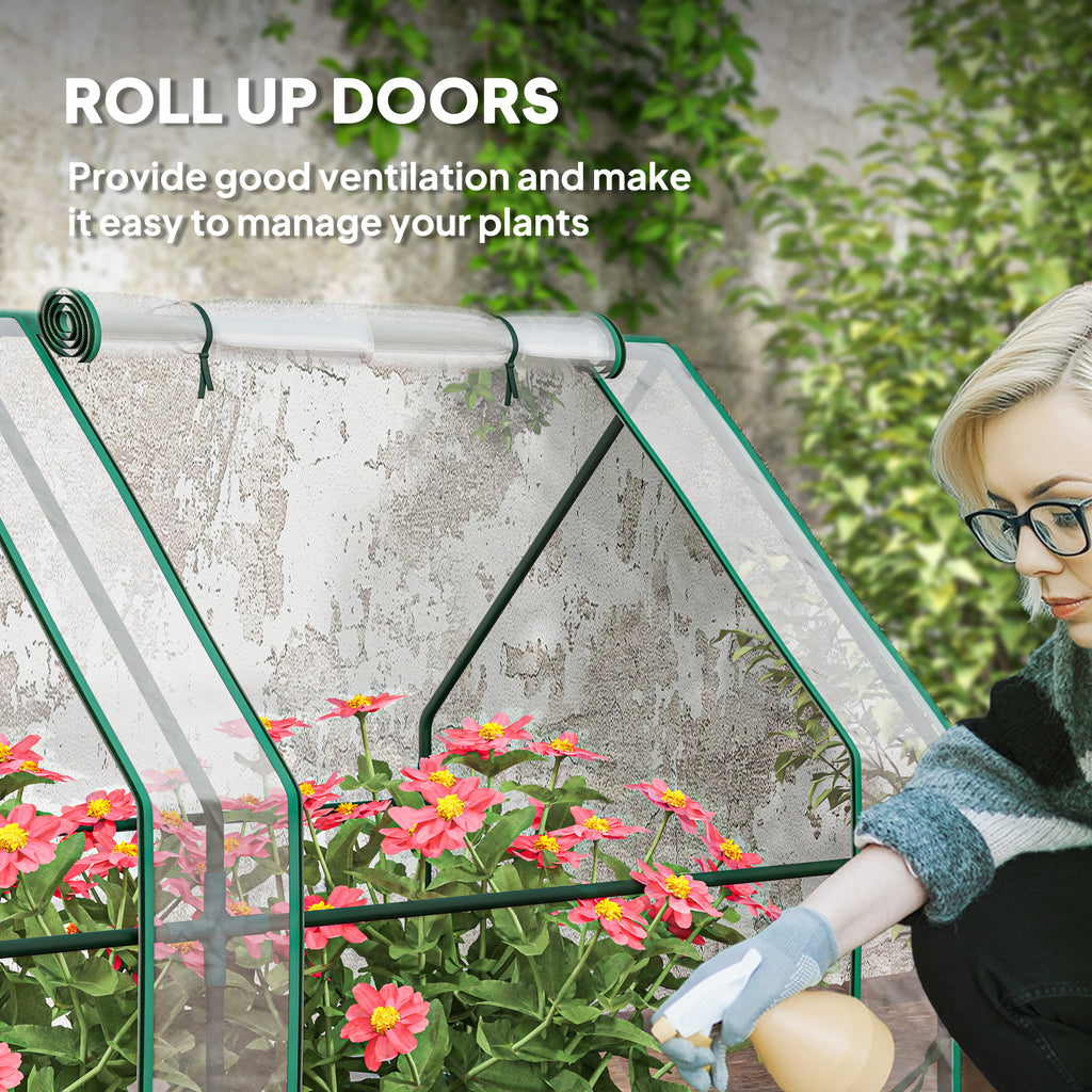 Portable Mini Greenhouse Tunnel Growing Tent Plants Flower Warm House w/ Zippered Roll-up Doors, Clear