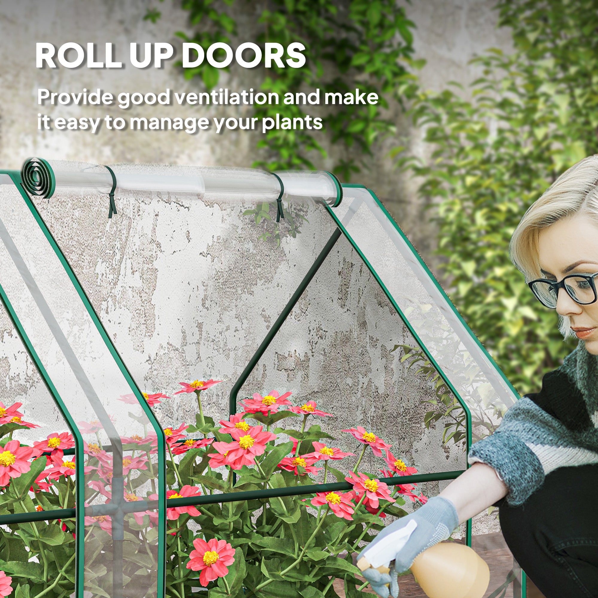 Portable Mini Greenhouse Tunnel Growing Tent Plants Flower Warm House w/ Zippered Roll-up Doors, Clear