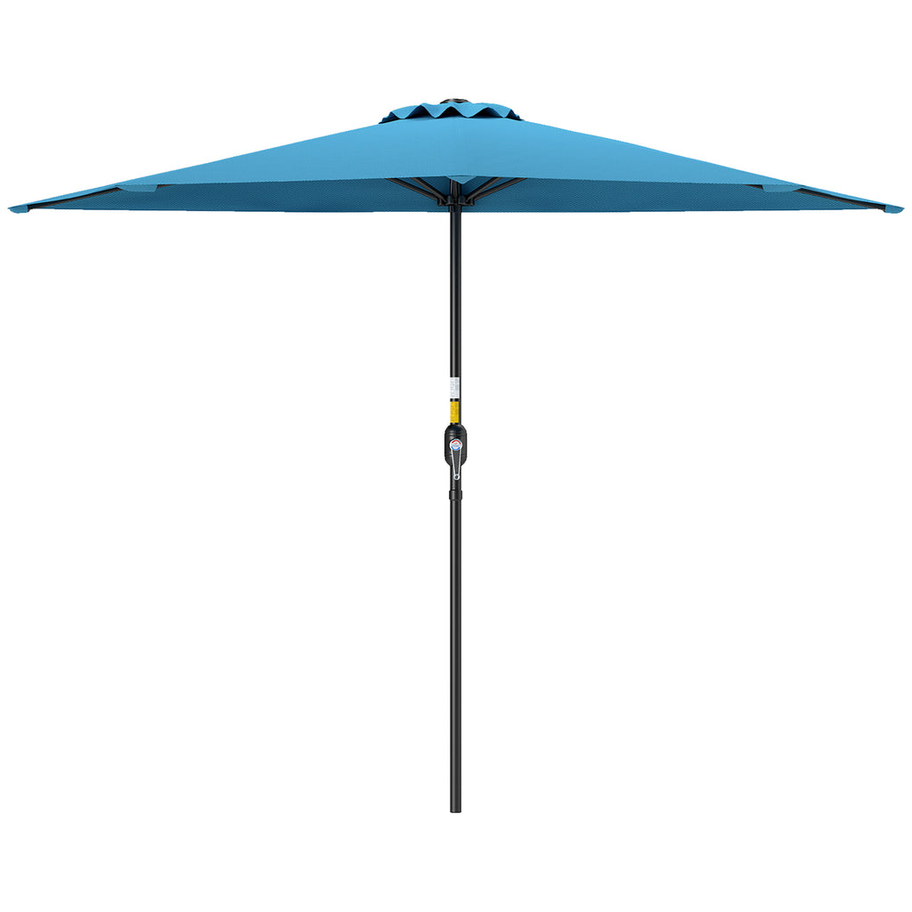 9ft Half Round Umbrella Outdoor Patio Garden Balcony Parasol Window Sun Shade w/ 5 Ribs, Light Blue