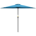 9ft Half Round Umbrella Outdoor Patio Garden Balcony Parasol Window Sun Shade w/ 5 Ribs, Light Blue