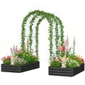 Metal Raised Garden Bed with Trellis, Galvanized Garden Bed Kit Outdoor Garden Box with Trellis, Black