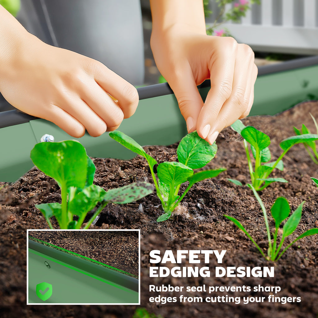 6' x 3' x 1' Large Outdoor Planter Box, Galvanized Raised Garden Bed with Metal Plant Stake, Light Green